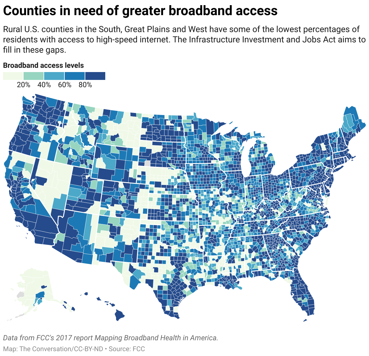 counties in need of greater broadband access