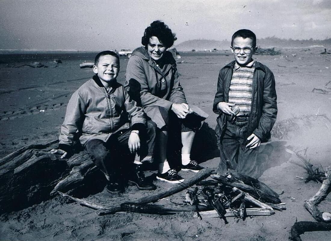 Me, my mom, and my late brother making a fire at the beach Getting Outside at Volunteer Park